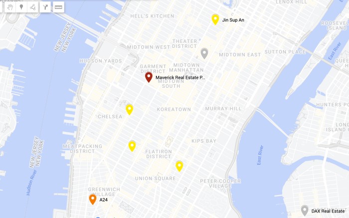 Map of NYC commercial sales recorded last week: PincusCo