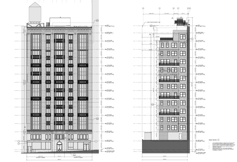 140 West 57th Street elevations (Credit - Michael Zaborski architect via DOB)