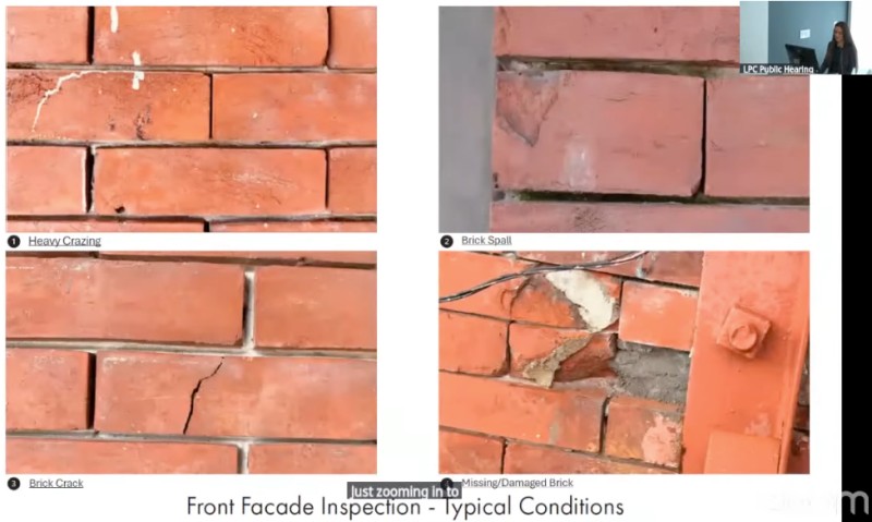 Images of brick damage at 139 Thompson Street (Credit - EDG via LPC)